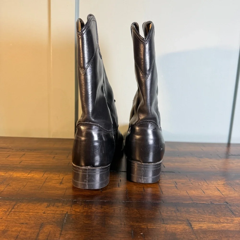 Wrangler black leather boots‎ youth girls size 4 D